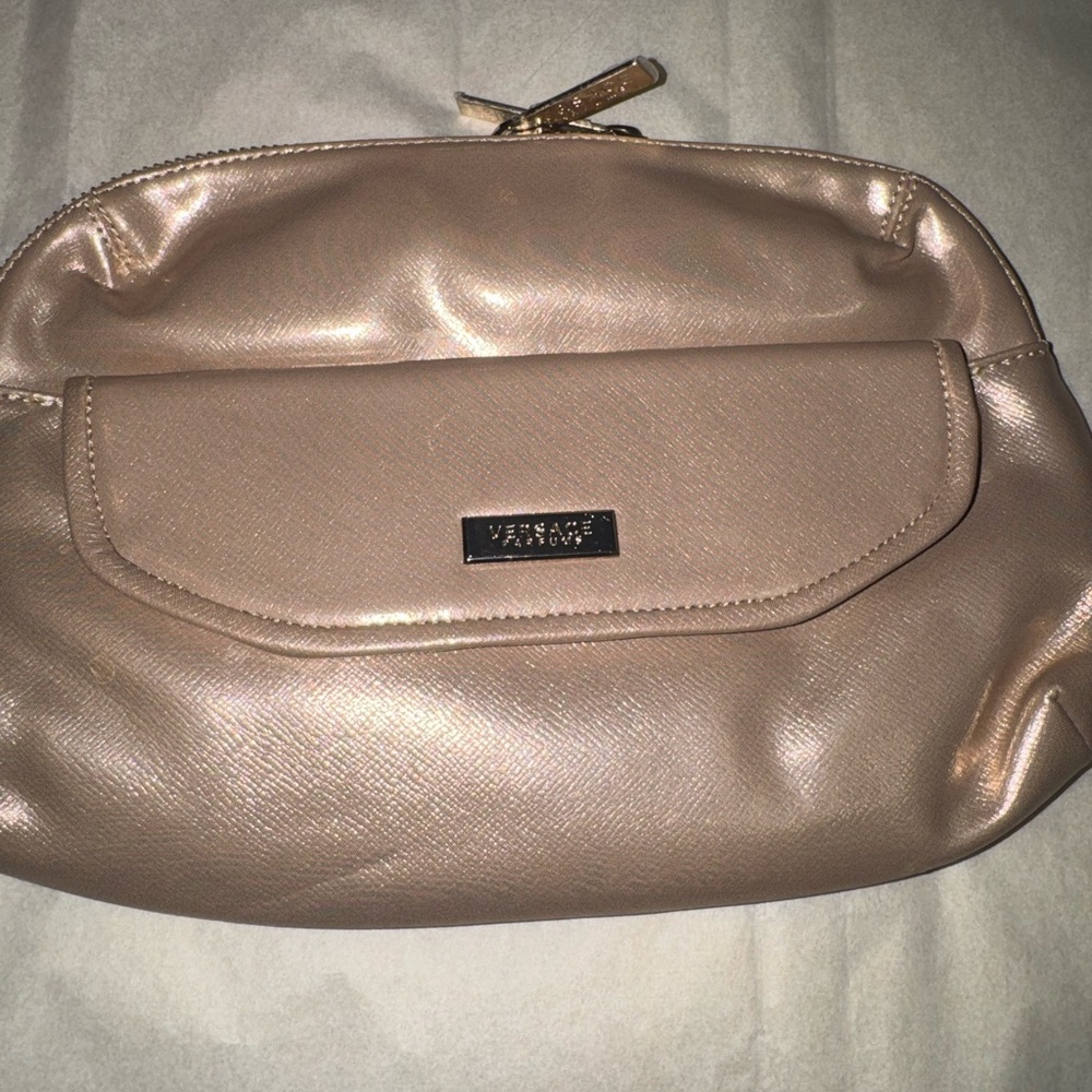 Versace Parfums Metallic Gold Cosmetic Bag Makeup Pouch Travel Case - Picture 11 of 11